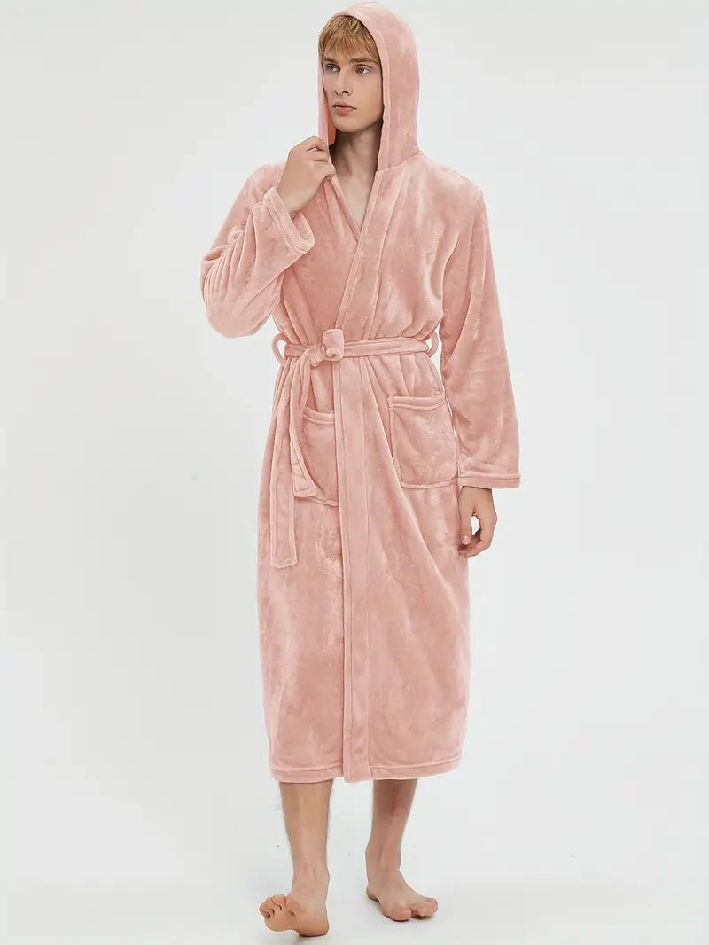Comfortable Fleece Bathrobe with Hood - Image 5