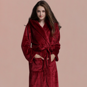Women's Red Hooded Bathrobe