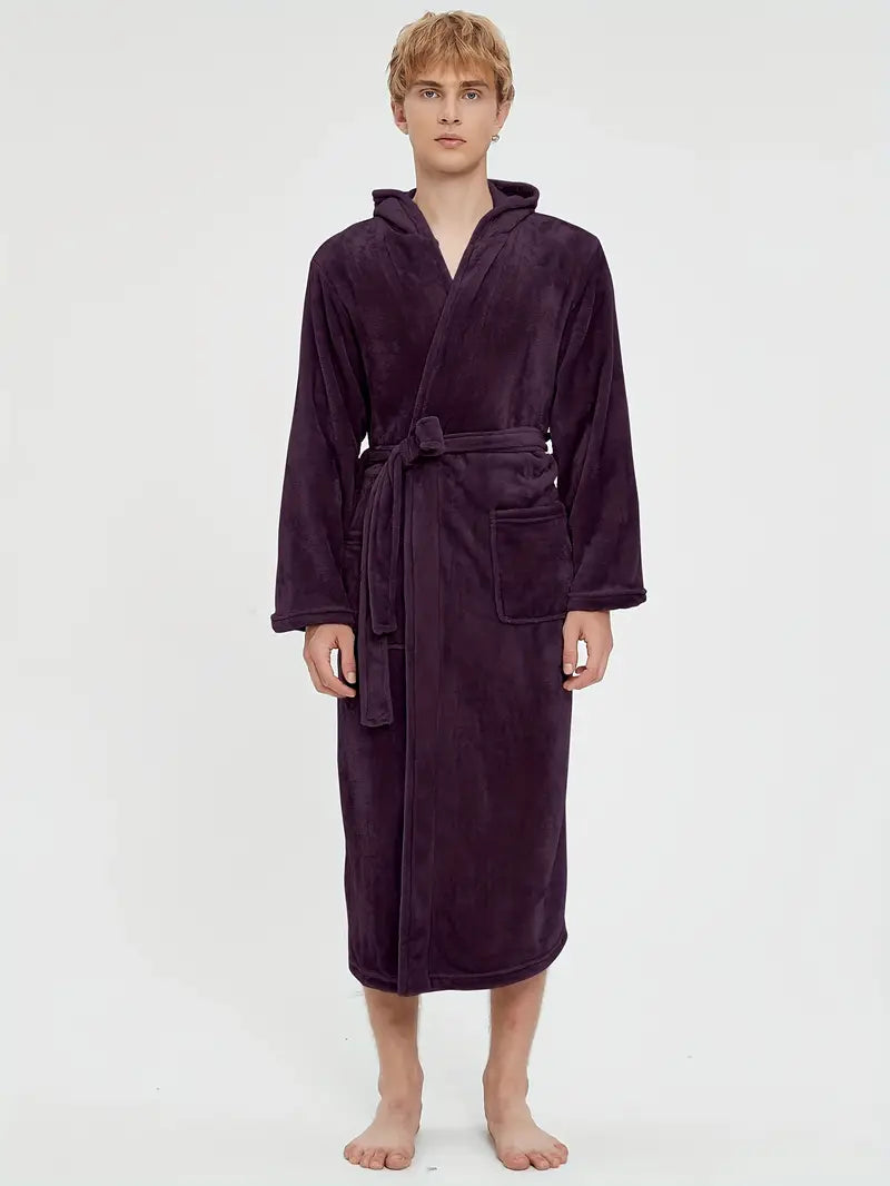 Comfortable Fleece Bathrobe with Hood - Image 6