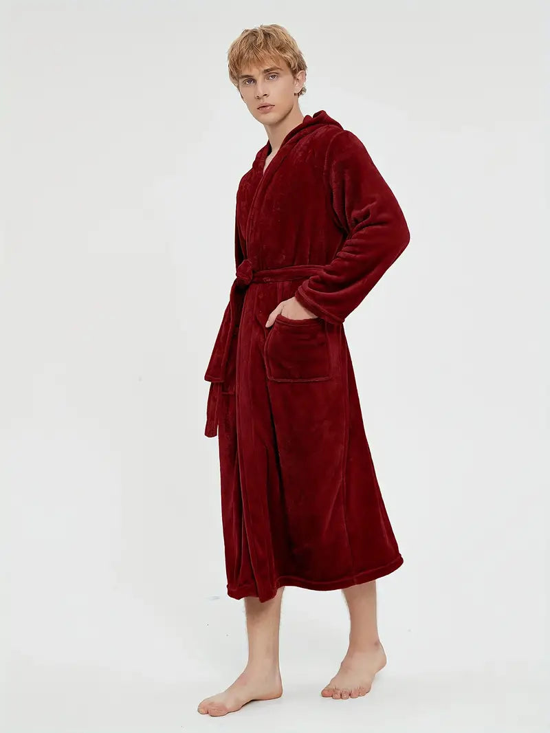 Comfortable Fleece Bathrobe with Hood - Image 2