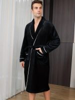 Black Fleece-Lined Terry Robe