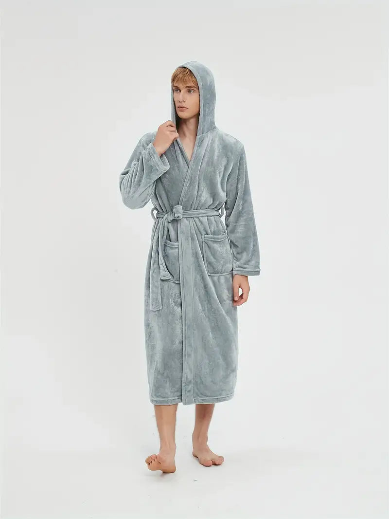 Comfortable Fleece Bathrobe with Hood - Image 3