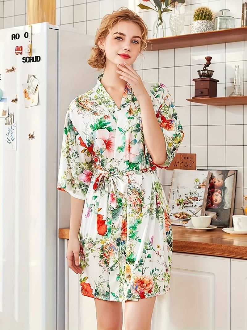 Elegant Floral Kimono Robe - Image 3