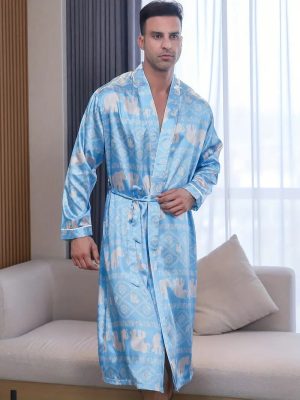 Blue Satin Bathrobe