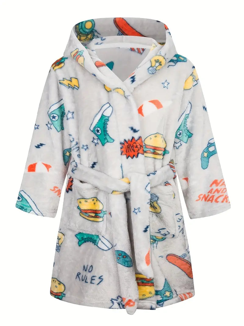 Grey Fleece Bathrobe for Children - Image 2