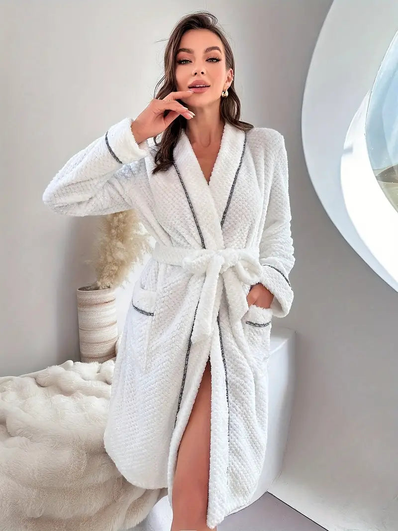 White Waffle-Weave Bathrobe