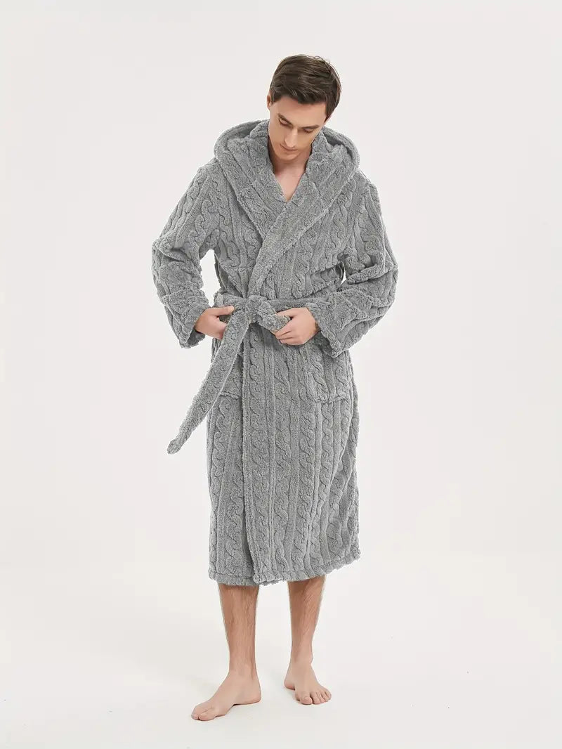 Men's Hooded Winter Bathrobe - Image 3