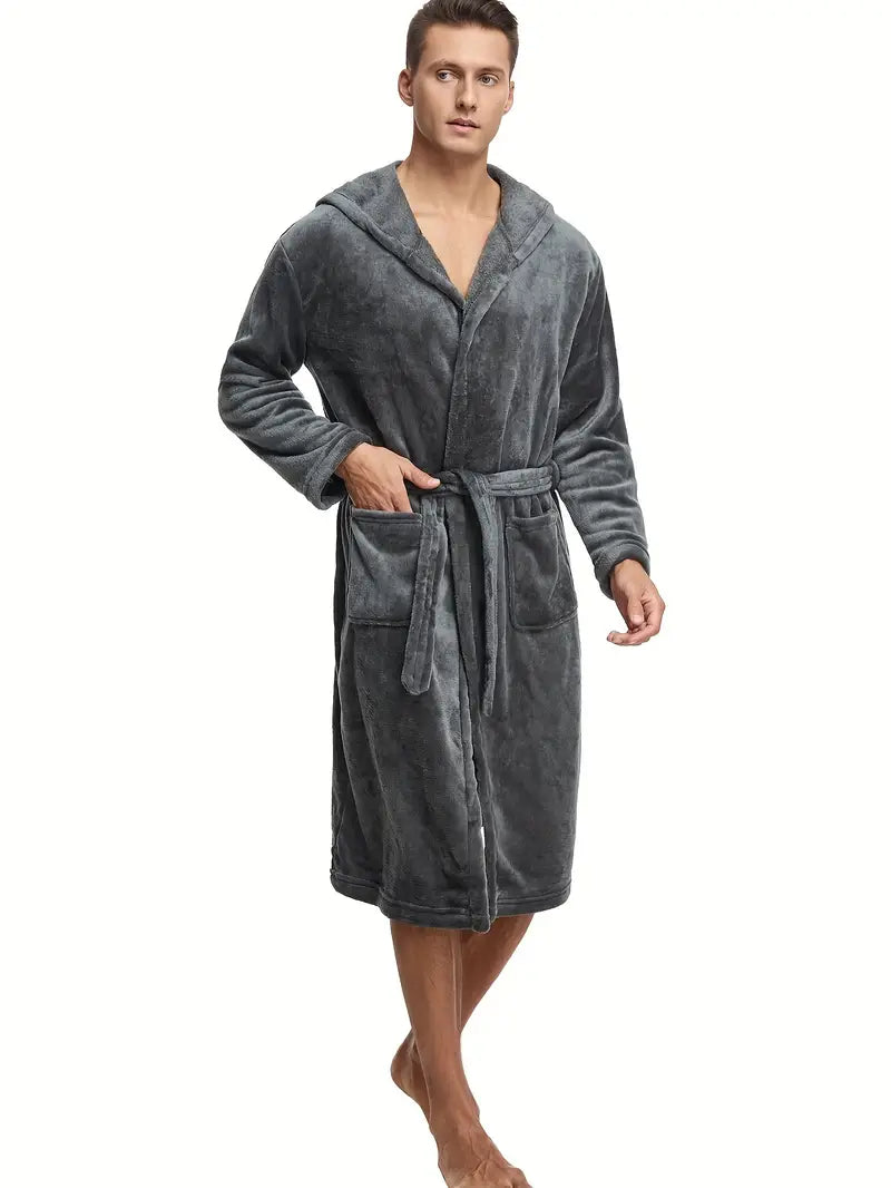 Warm Hooded Fleece Bathrobe - Image 4