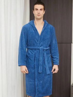 Blue Hooded Bathrobe