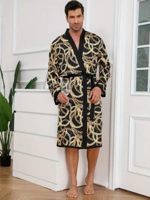 Luxurious Gold Chain Print Robe