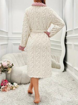Beige Fleece Bathrobe