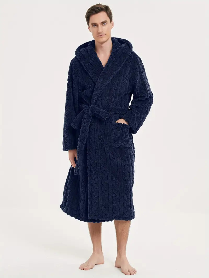 Men's Hooded Winter Bathrobe - Image 2