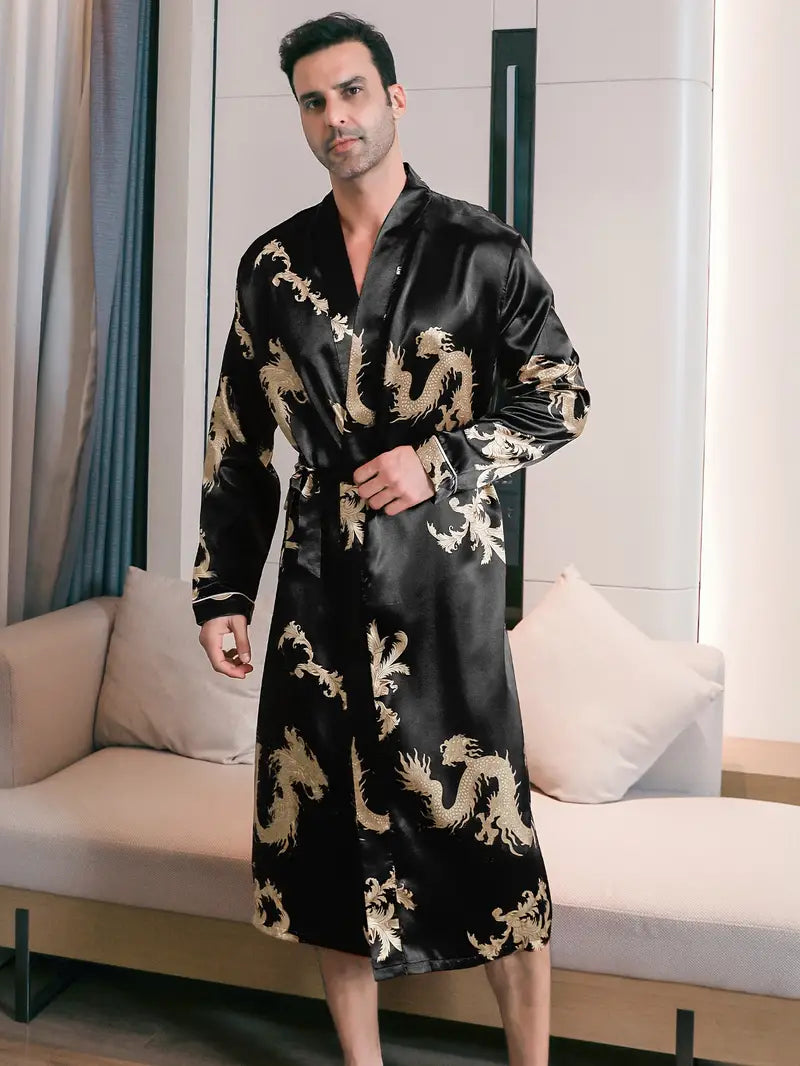 Luxurious and Soft Bathrobe with Dragon Pattern - Image 3