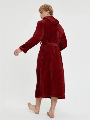 Comfortable Fleece Bathrobe with Hood
