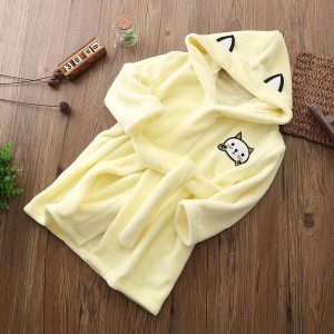 Yellow Cat Bathrobe for Girls