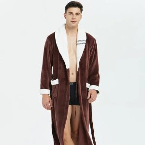 Peignoir Homme Marron Polaire