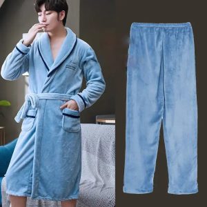 Light Blue Men's Bathrobe