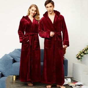Women's Hooded Bathrobe – Burgundy