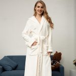 Women's White Hooded Bathrobe