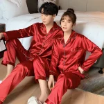 Sleepwear Pajamas Couple Set Long Button-Down