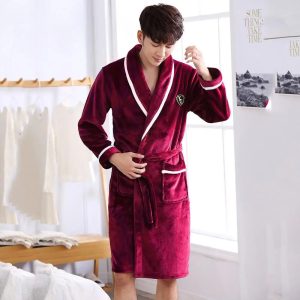 Red Fleece Bathrobe