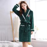 Women's Dark Green Fleece Bathrobe