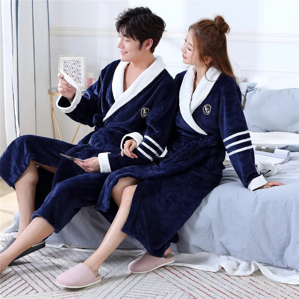 Women's Navy Blue Fleece Robe