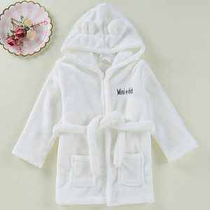 White Hooded Bathrobe for Childre
