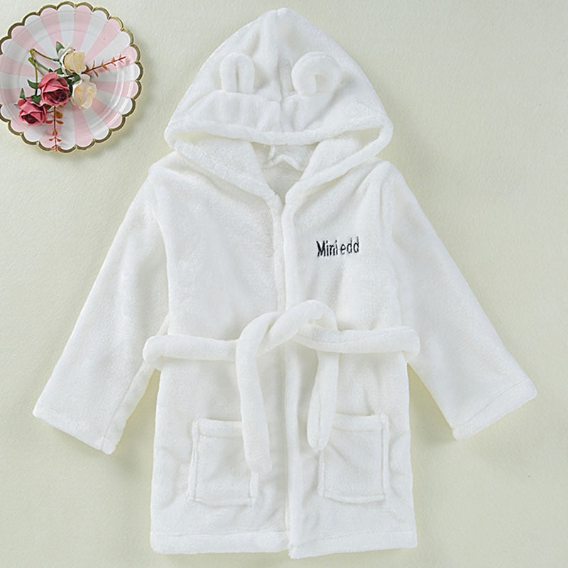 White Hooded Bathrobe for Childre
