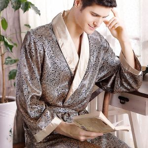 Men's Patterned Satin Robe