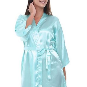 Sky Blue Satin Robe for Women