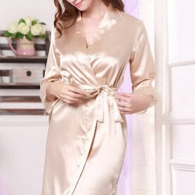 Women's Rose Gold Satin Robe