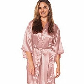 Women's Short Pink Satin Robe