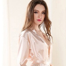 Peignoir Satin Femme Pâle - Image 2