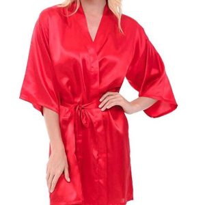 Bright Red Satin Robe for Women