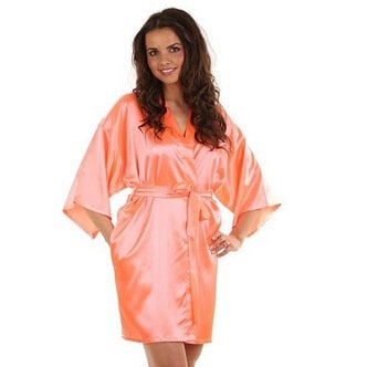 Light Orange Satin Robe for Women