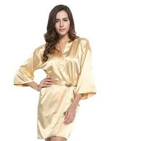 Women's Yellow Satin Robe