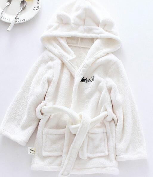 White Hooded Bathrobe for Childre - Image 2
