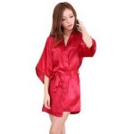 Women's Short Red Satin Robe