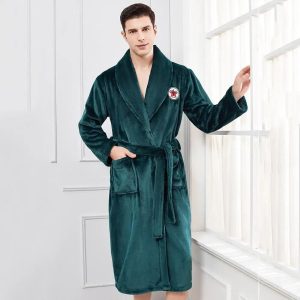 Men's Dark Green Fleece Robe