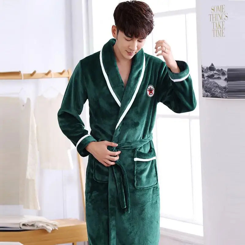 Men's Dark Green Fleece Robe