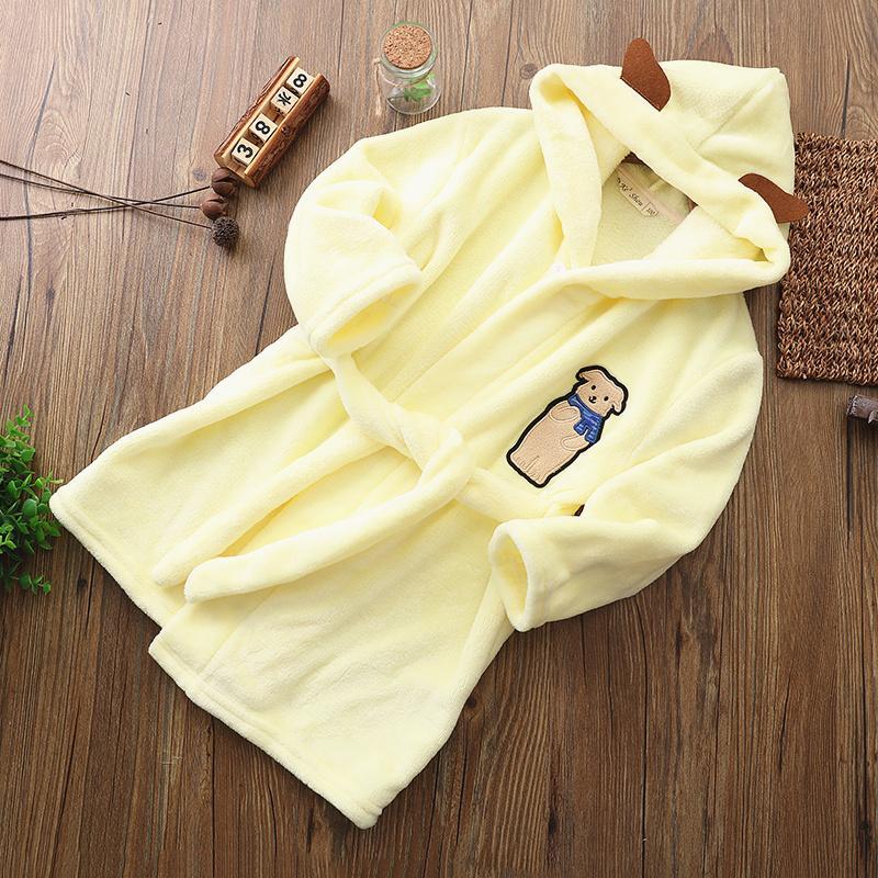 Yellow Dog Bathrobe for Girls