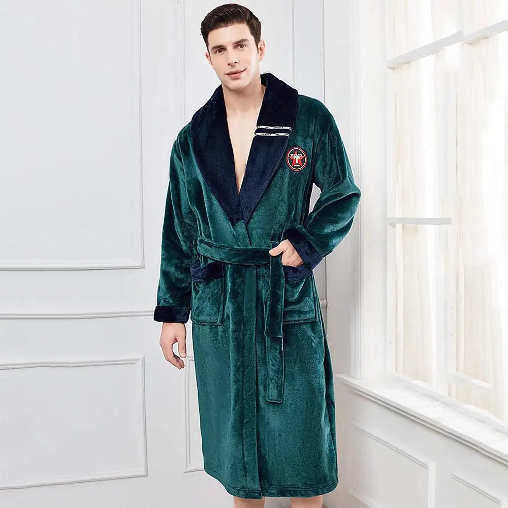 Men's Green Fleece Robe