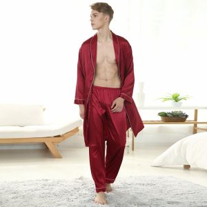 Men's Red Satin Robe
