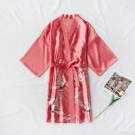 Women's Salmon-Colored Satin Robe