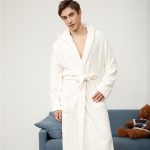 Men's White Hooded Bathrobe