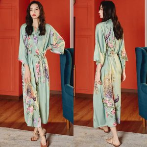 Fine Satin Robe – Blue-Green (Summer)