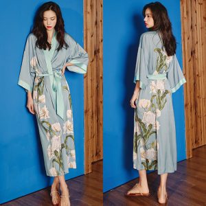 Women's Seafoam Green Satin Robe