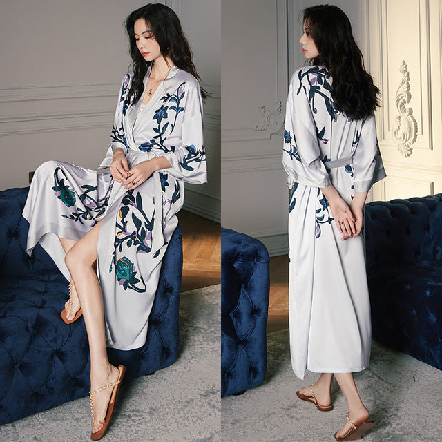 Perfect Grey Satin Robe