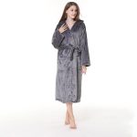 Women's Grey Hooded Bathrobe